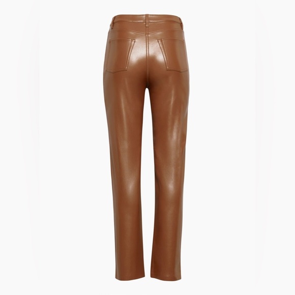 Aritzia Wilfred The Melina Vegan High Waisted Faux Leather Pant 16 Straight Leg - Picture 3 of 13